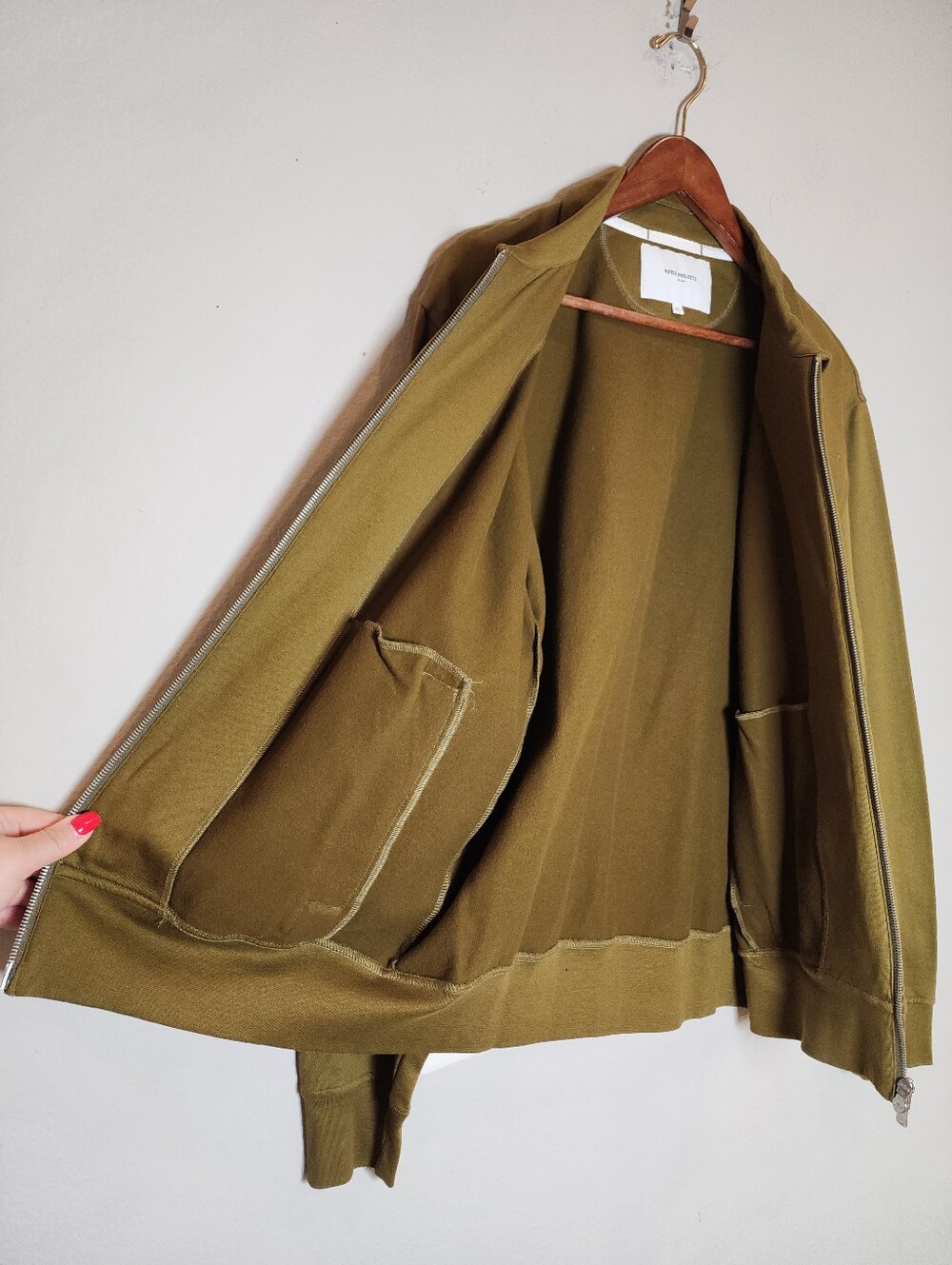 Norse Projects Andreas Track Jacket Zip Up Sweatshirt Olive Green 100% Cotton XL - Picture 5 of 16